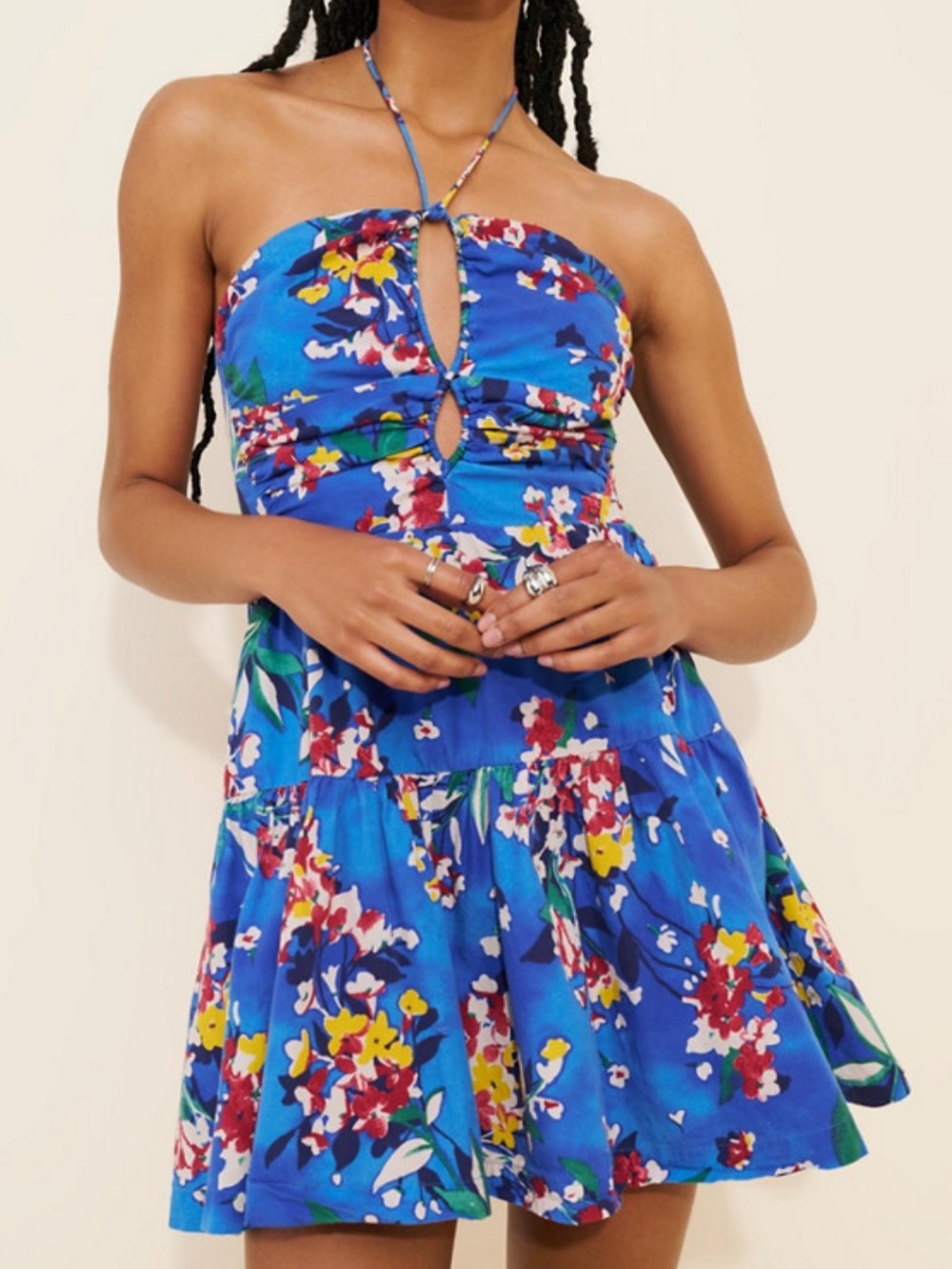Anthropologie Sz Medium Emily Halter Mini Dress Floral Bright